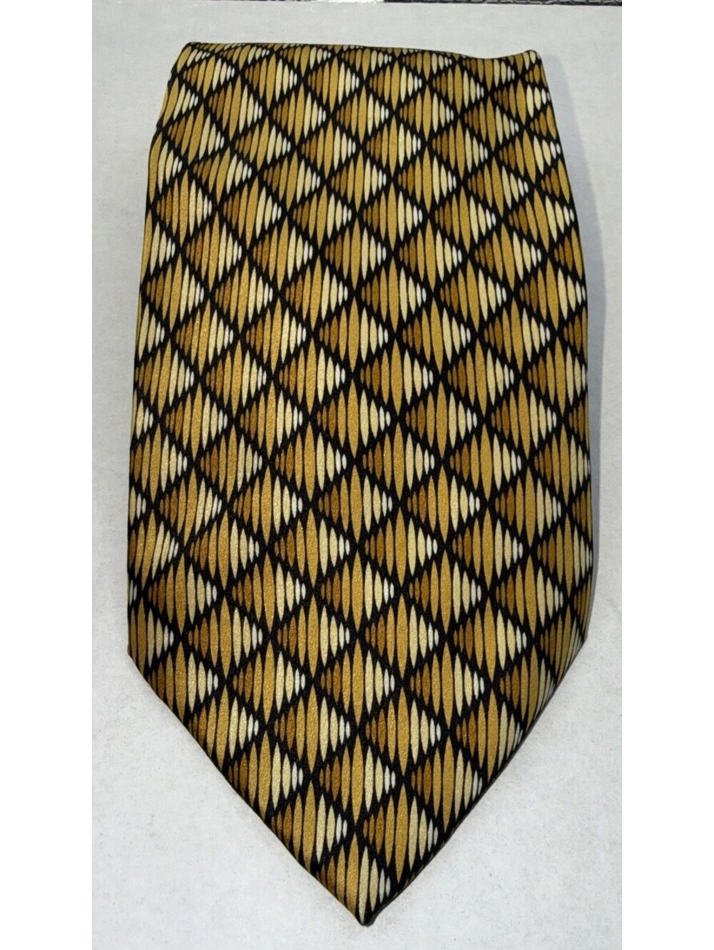 Vittorio Lorini Tie Made Italy Gold Black Cream Geometric Silk Designer Necktie